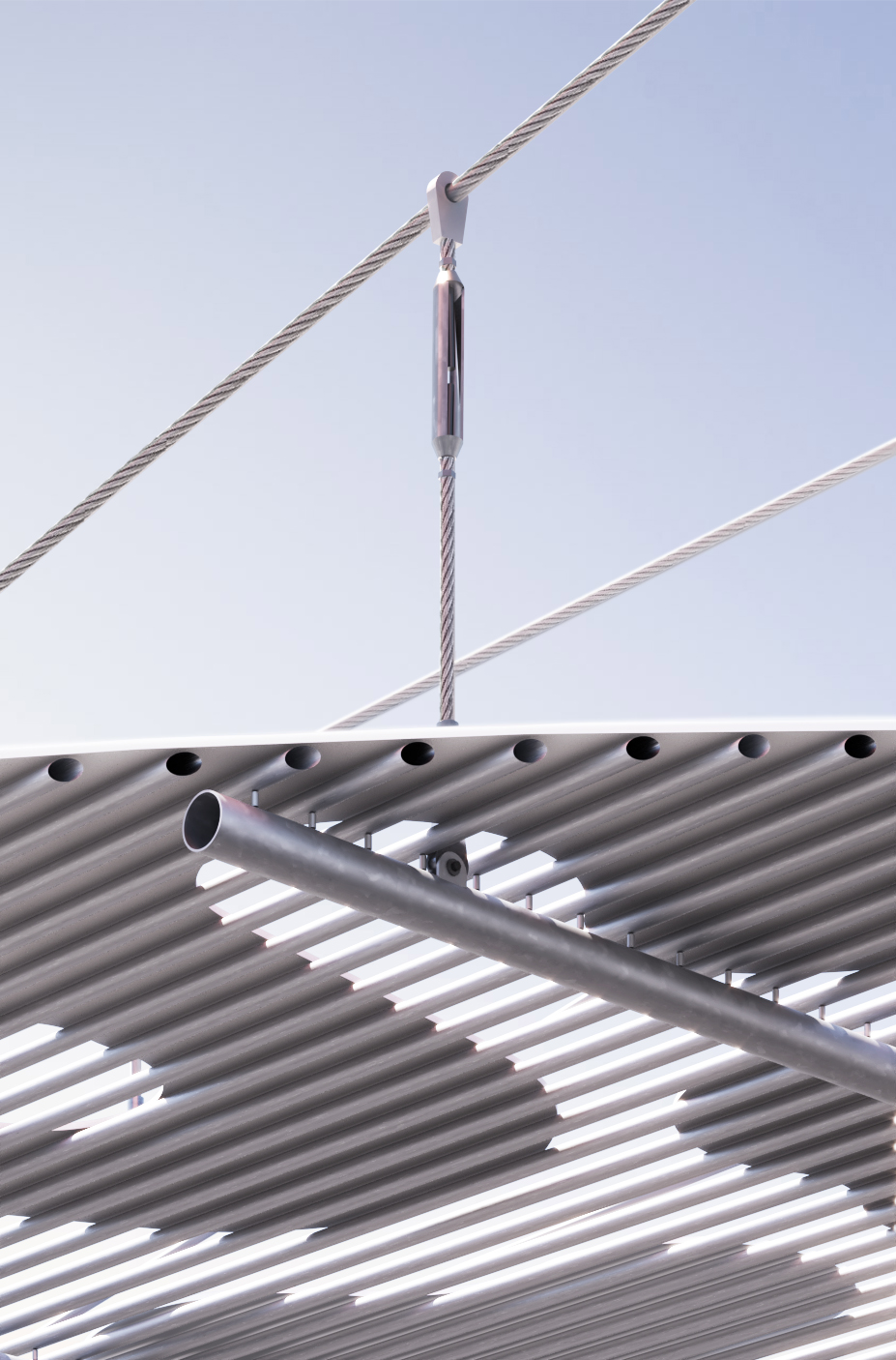 FERRUM temporary pavilion in Sestao, architectural design detail rendering