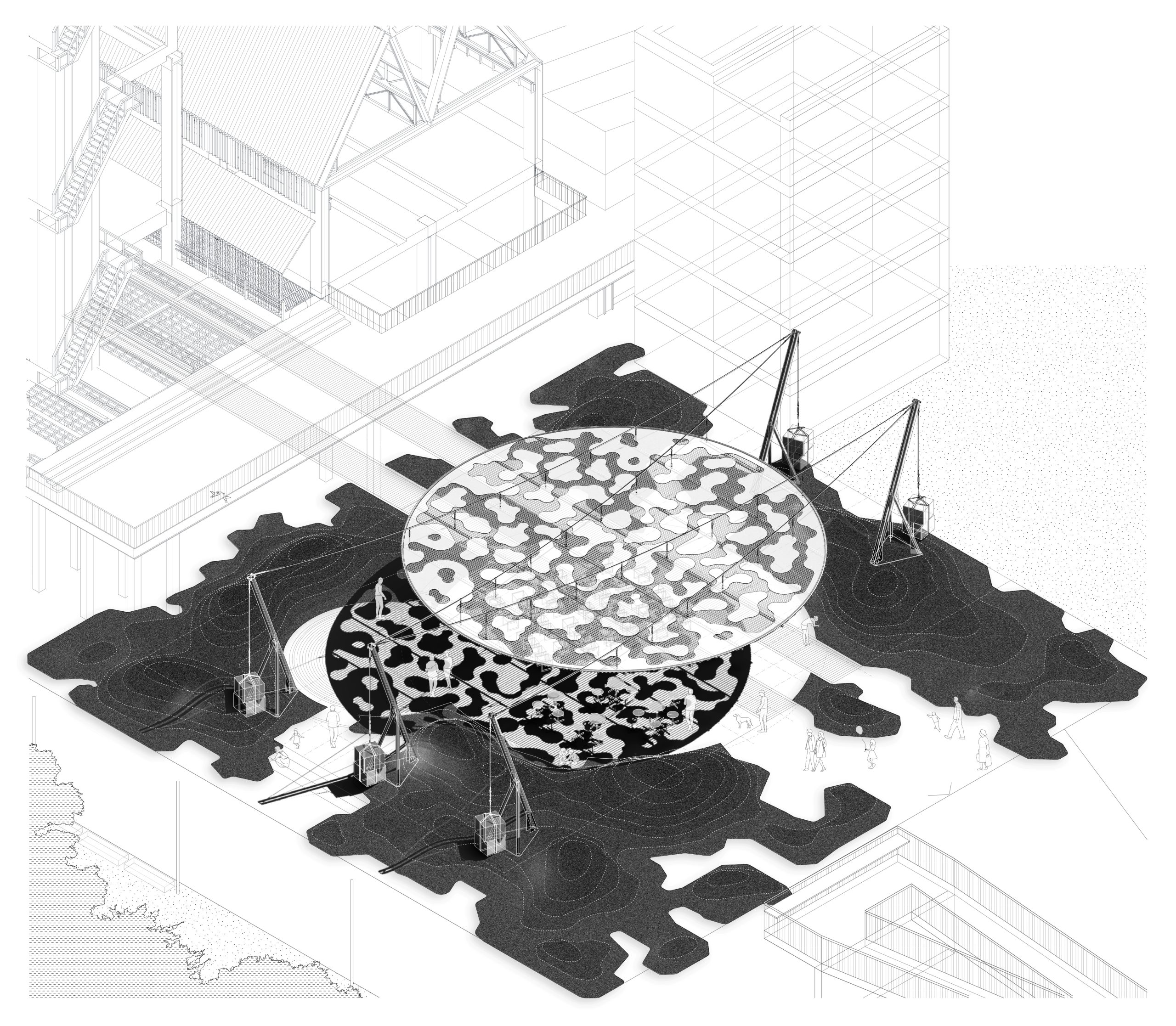 FERRUM architectural proposal, axonometric drawing