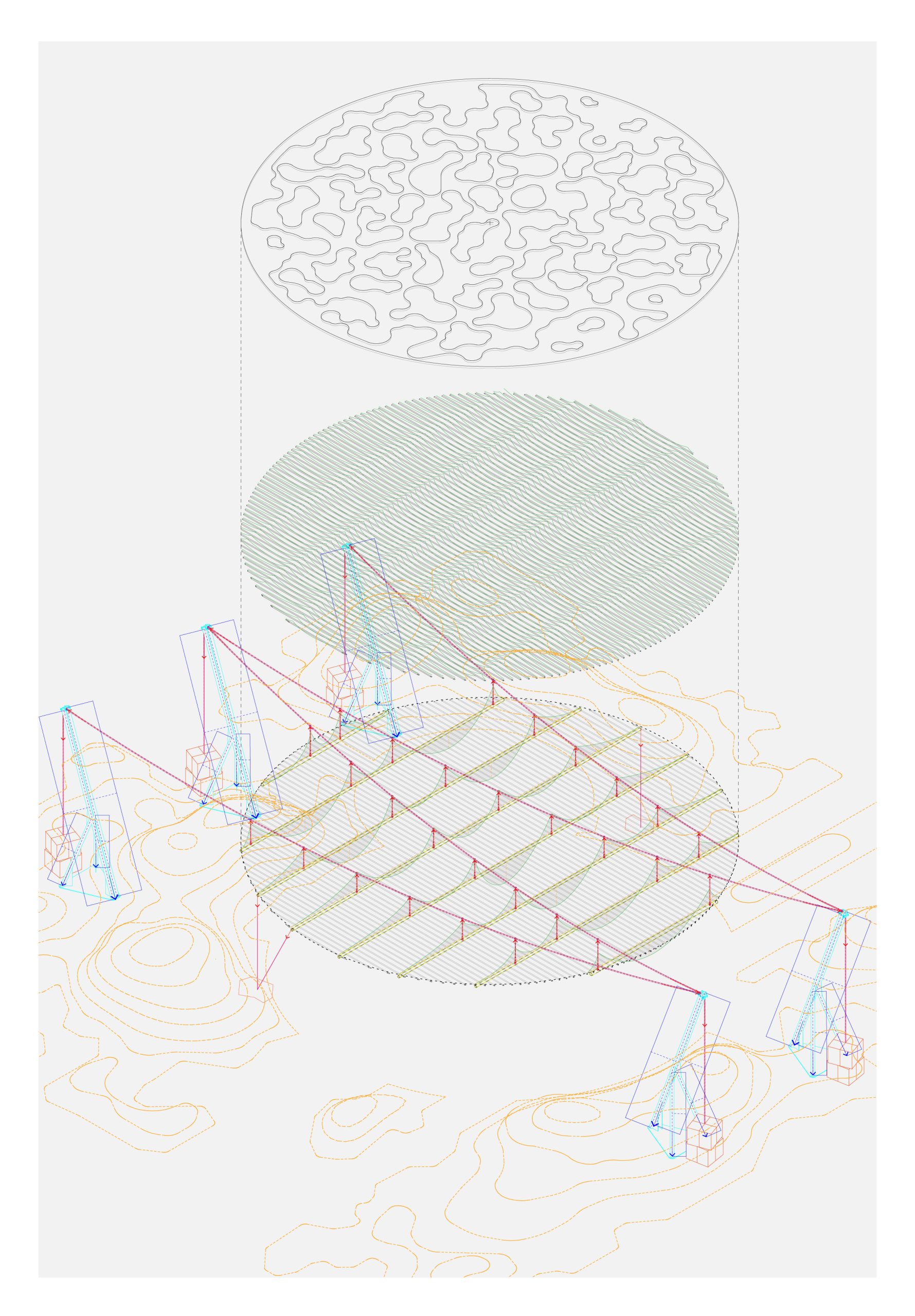 FERRUM architectural proposal, axonometric drawing