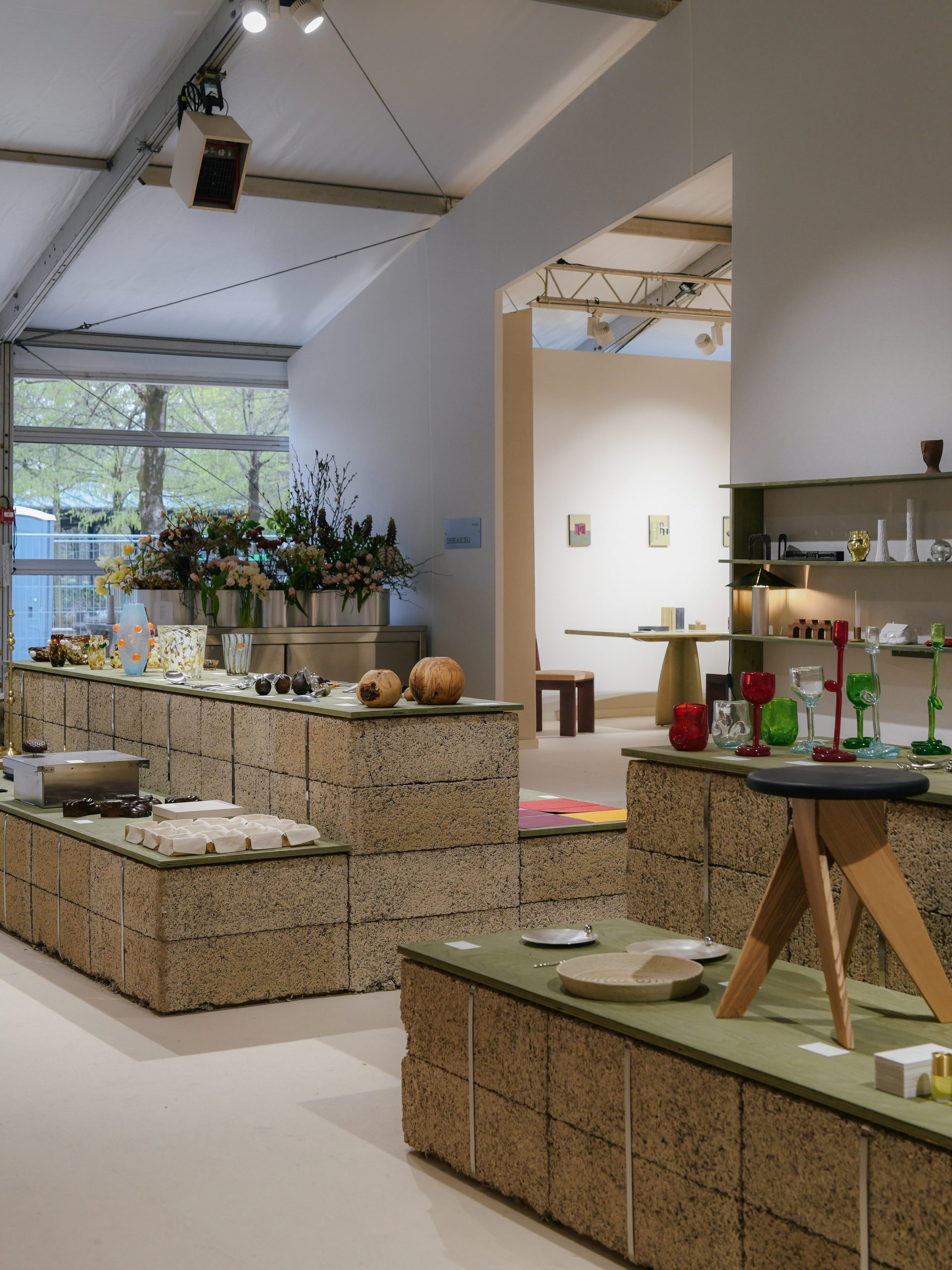 Hemp block display counters and green timber surfaces in the MATTER and SHAPE shop