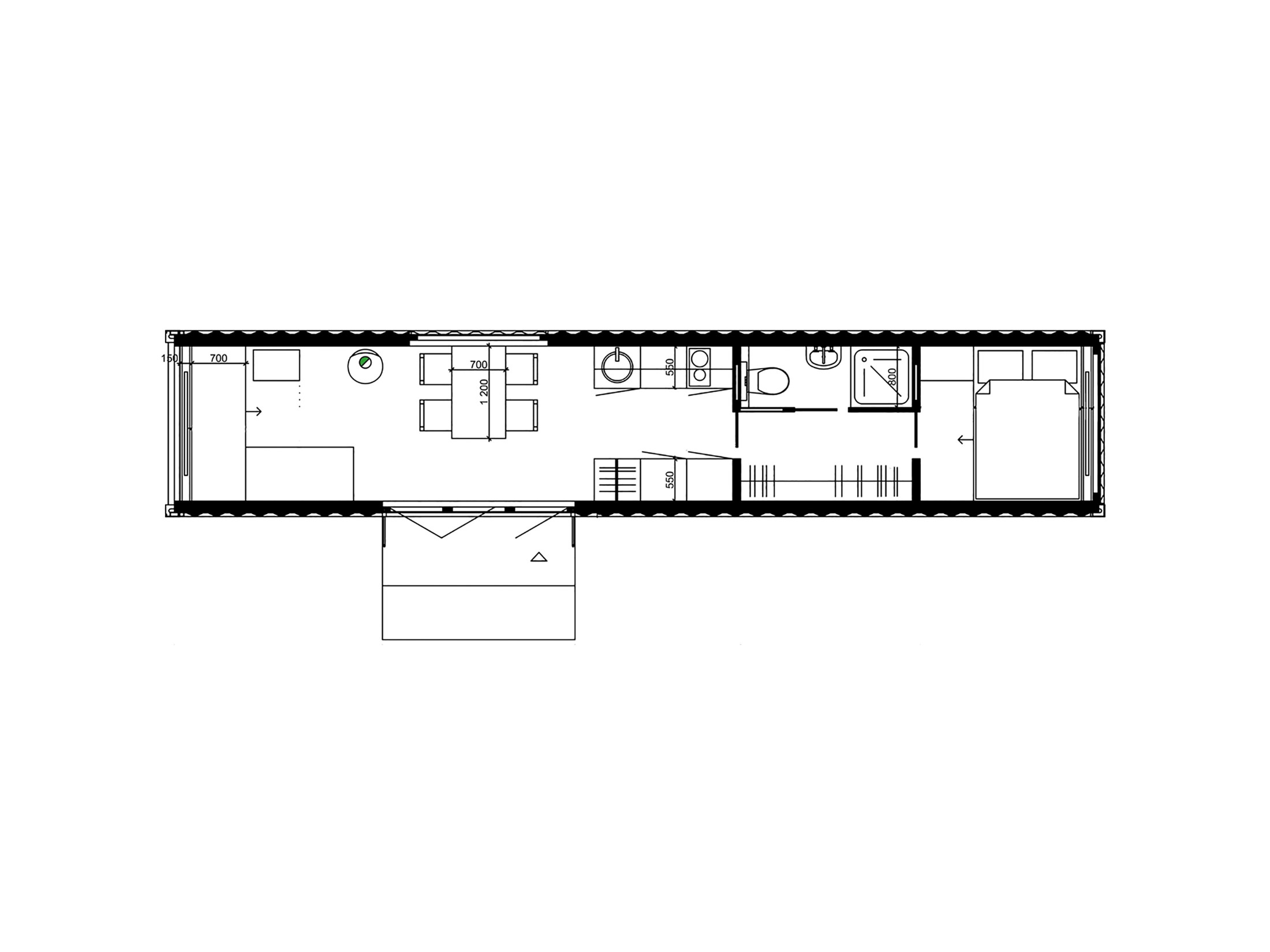 Floor plan of the 24 square metre Flacon Cargo Module