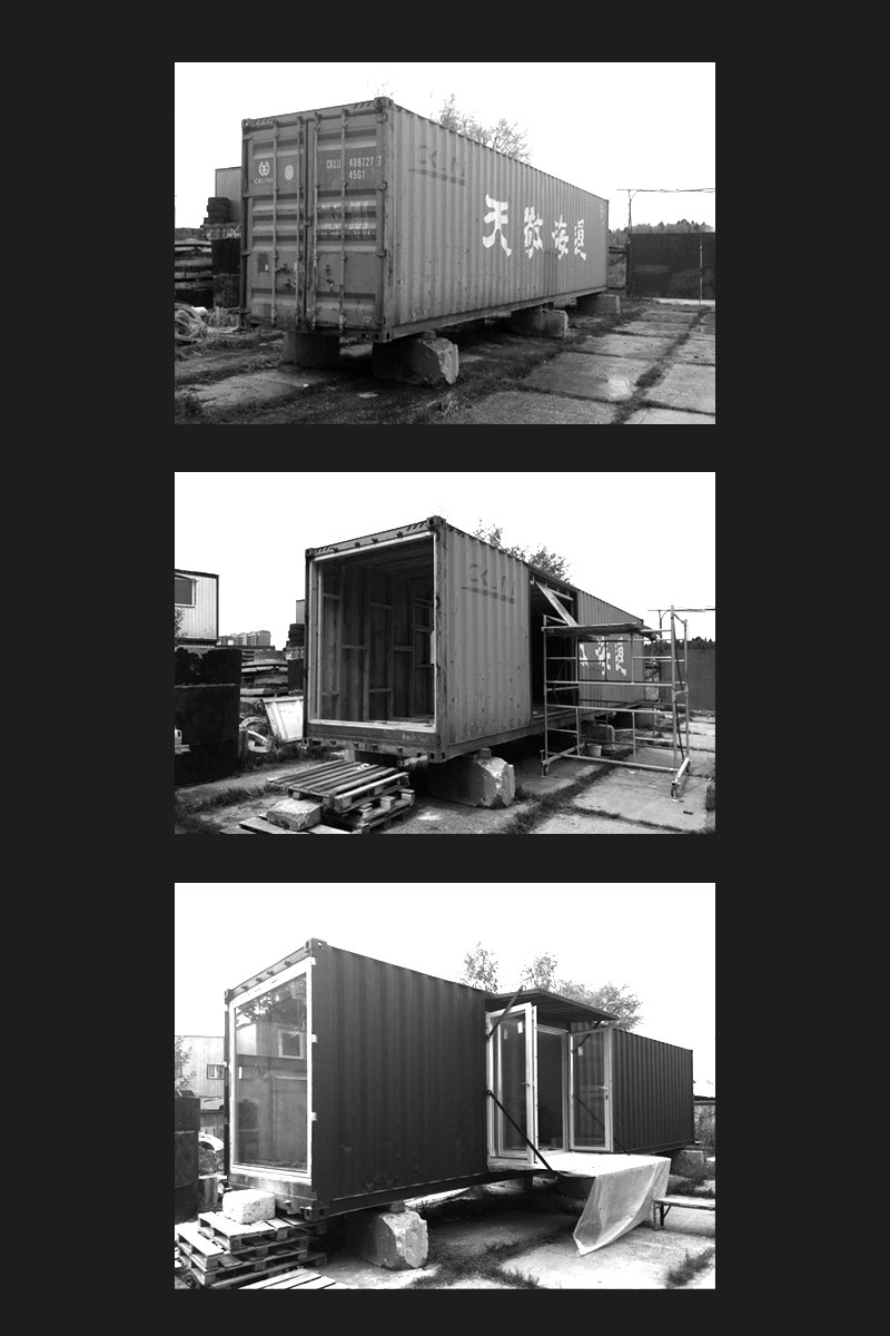 Process photographs showing alterations to the steel container