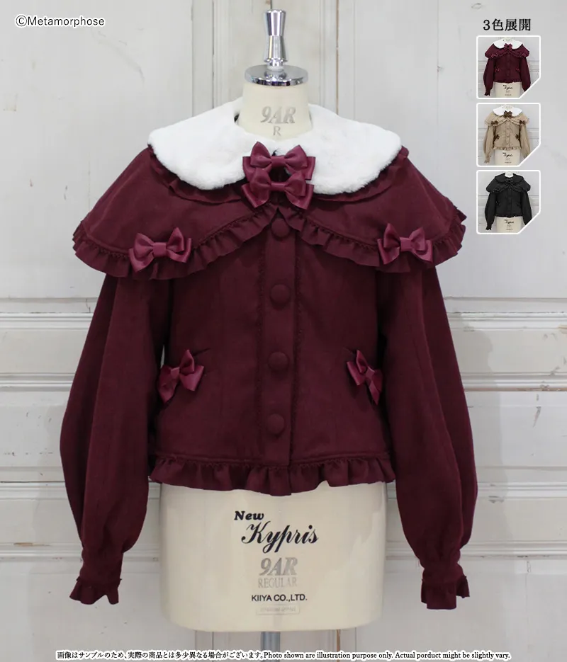 【予約】Lady Ribbonケープ付きショートコート