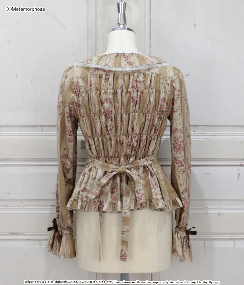 1st Term] [Plus Size] Antique Bouquet Long Sleeve Square Neck