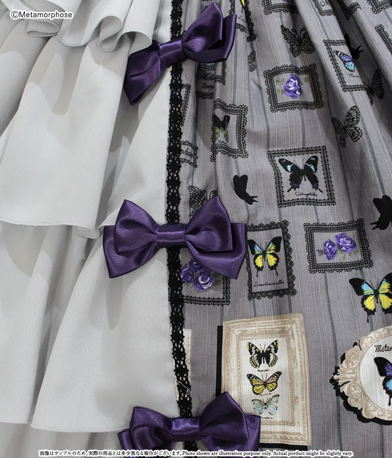 予約】ButterflyMuseum フロントフリルリボンジャンパースカート