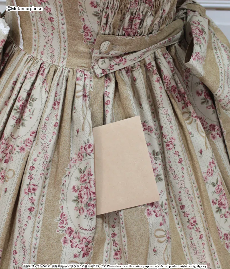 1st Term] [Plus Size] Antique Bouquet Yoke Ribbon JSK