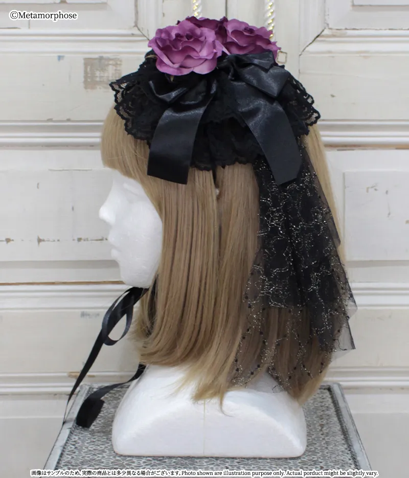 ローズリボン円形ヘッドドレス - ボンネット、ヘッドドレス