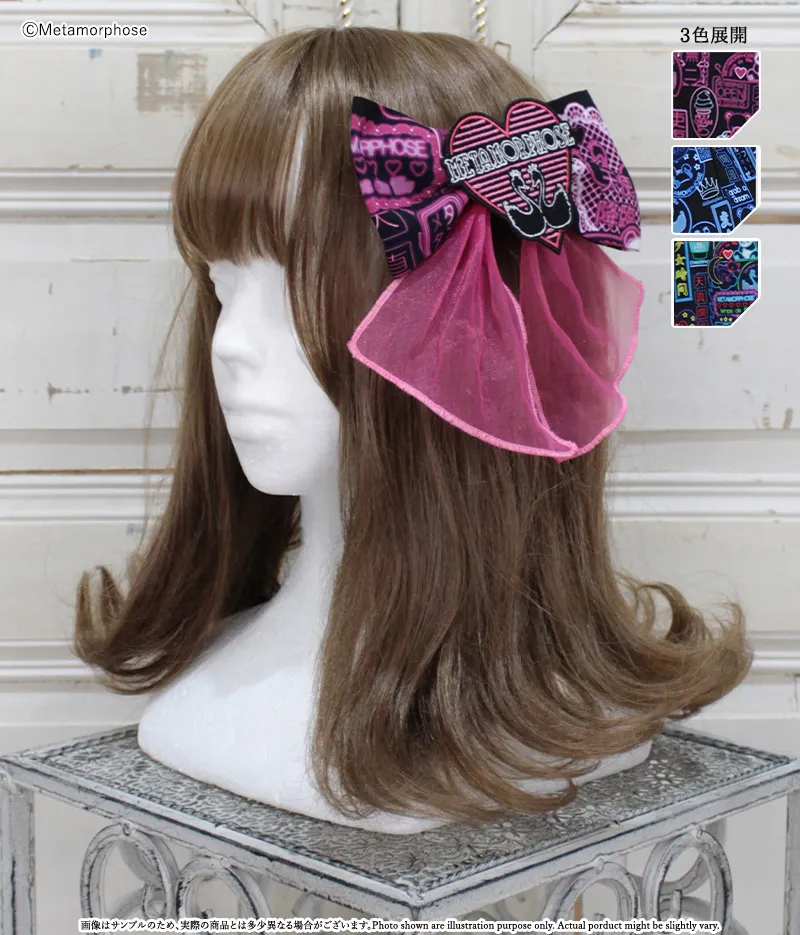 電脳Neon少女リボンクリップ（ワッペン付）