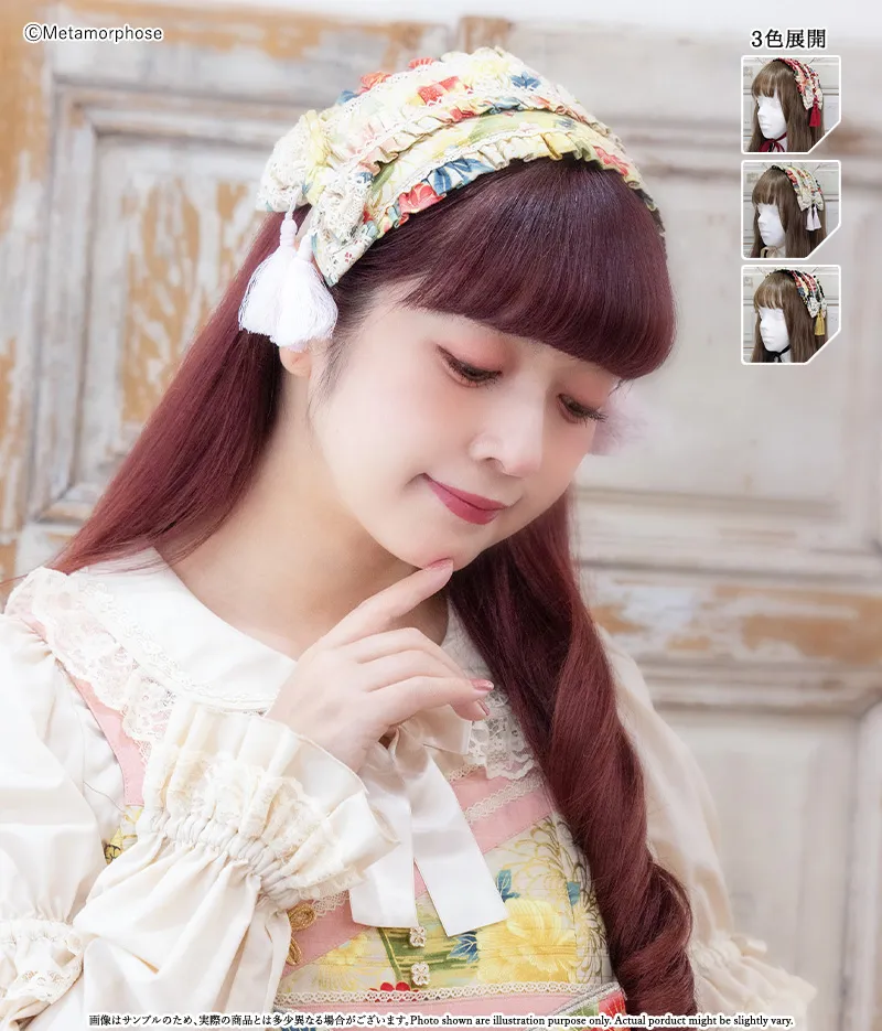 流蘇髮帶（花與扇印花）　