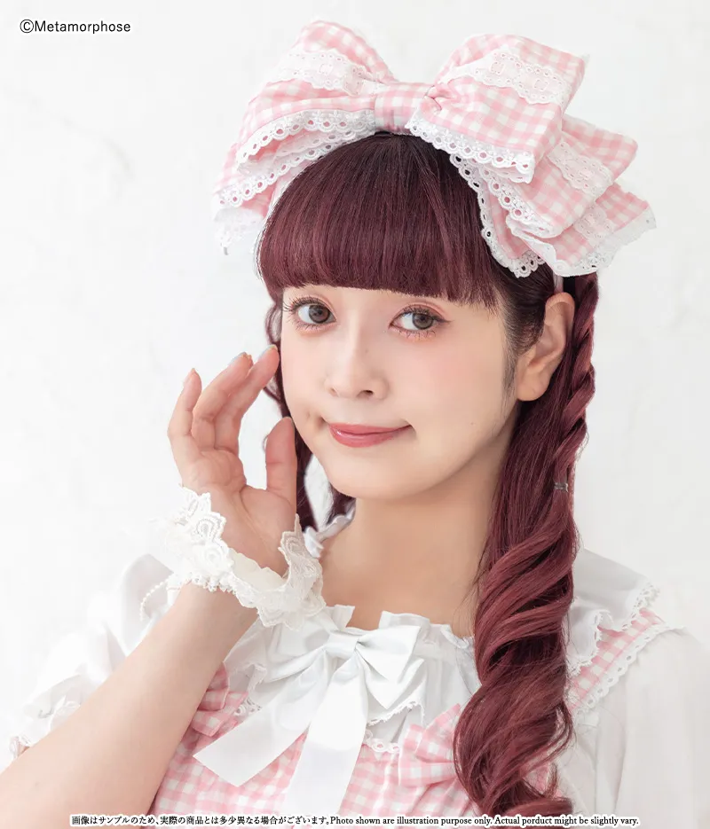 Candyはしごレースリボンヘッドドレス（ギンガム柄）