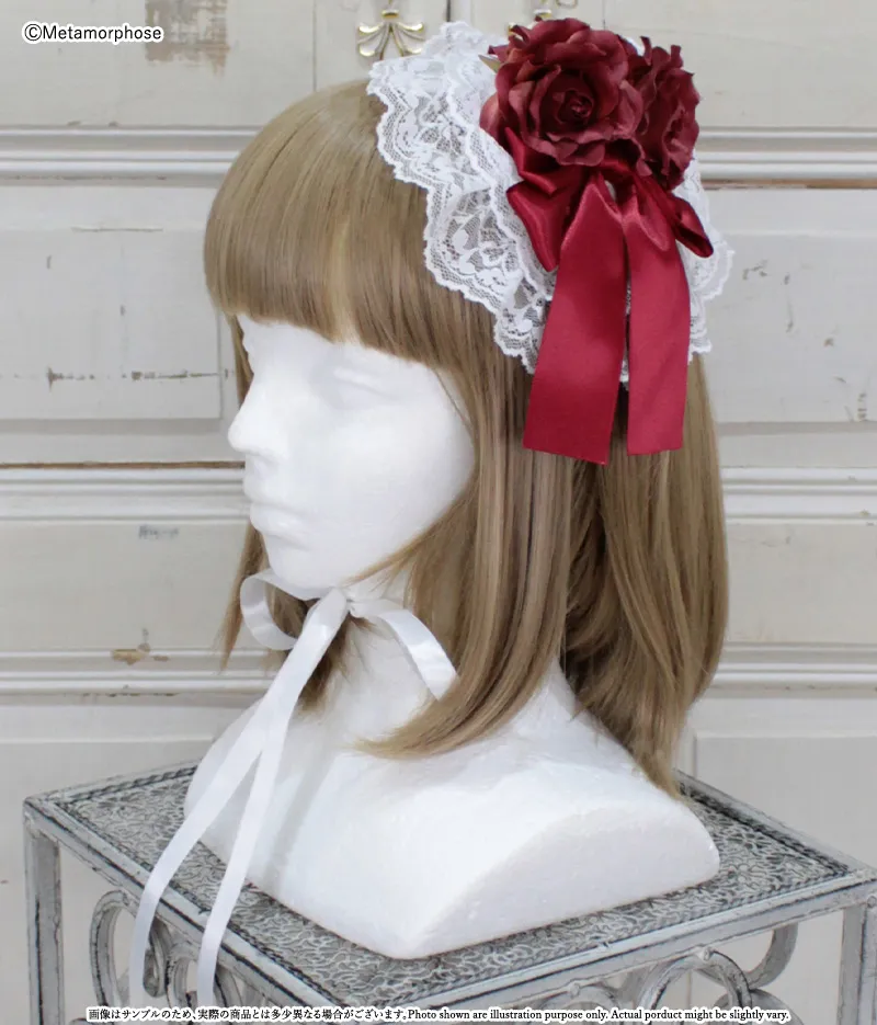 予約】Roseレースフリル円形ヘッドドレス - ボンネット、ヘッドドレス