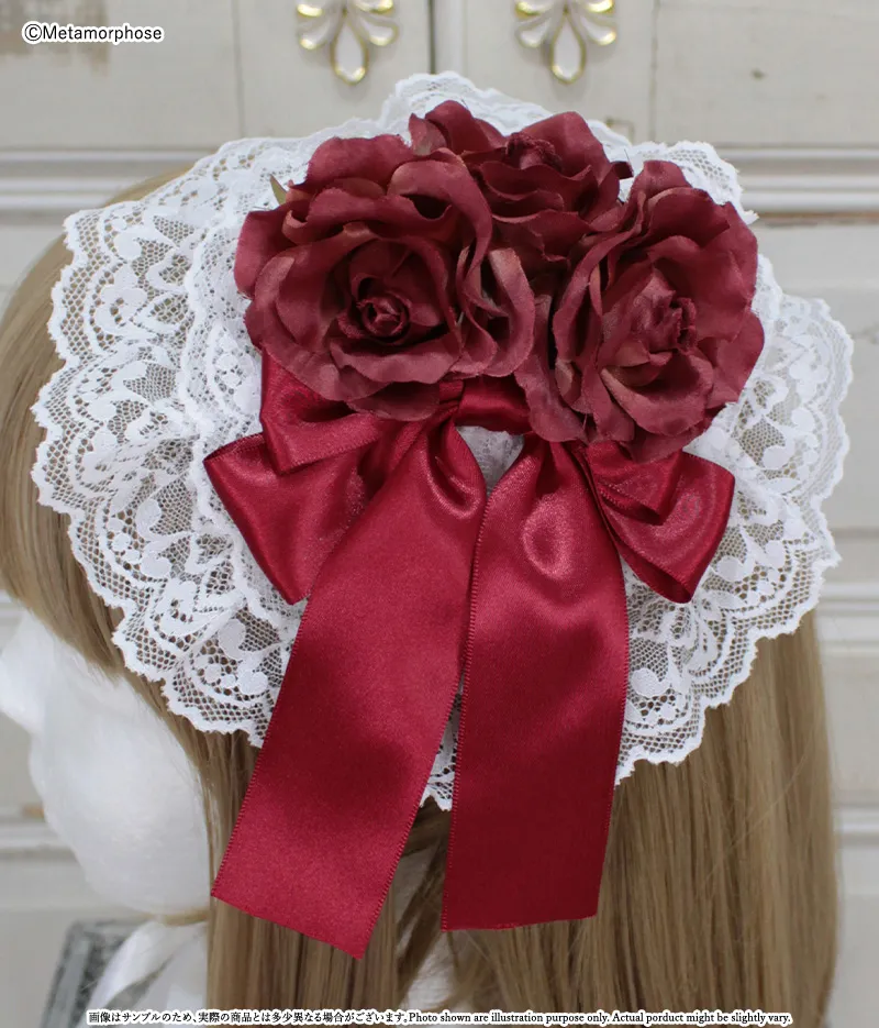 予約】Roseレースフリル円形ヘッドドレス - ボンネット、ヘッドドレス