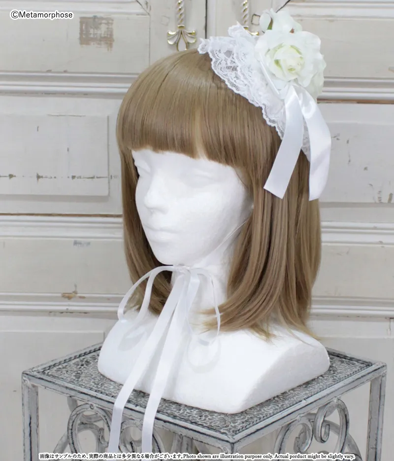 予約】Roseレースフリル円形ヘッドドレス - ボンネット、ヘッドドレス