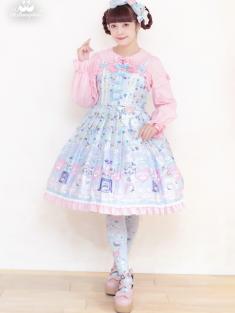 No.999　ときめき☆Capsule toy ハートワッペンジャンパースカート　サックス系(Saxe Blue)