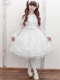 No.988 総レースシャーリングフリルジャンパースカート / オフ白(Off White)