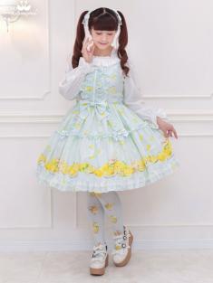 No.1017　Dreaming heart♡Lemon フリルジャンパースカート　ミント(Mint)