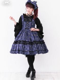 No.1037　闇といばらの女王 フリルレースジャンパースカート　ブルー系(Blue)