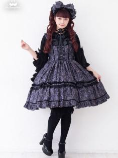 No.1038　闇といばらの女王 フリルレースジャンパースカート　パープルグレー系(Purple Gray)