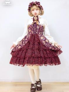 メタモルフォーゼ☆ゴブラン風くまちゃんバッスルスカート☆ボルドー プラスサイズ】ゴブラン風くまちゃんバッスルスカート - スカート