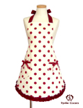 「可愛いドット柄のエプロン」の画像