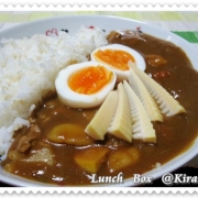 「半熟玉子のせ竹の子カレー♪」【我が家のオリジナルカレー募集！】レシピ写真コンテスト！アルバカレープレゼント♪の投稿画像