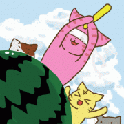 「夏だ！スイカ割りニャ～～♪」夏休みと言えば・・・ 「夏を感じるイラスト画像」 投稿コンテスト開催中！の投稿画像