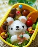 飾り折り☆ハムの風車を持った白くまちゃん弁当