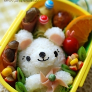 「飾り折り☆ハムの風車を持った白くまちゃん弁当」サプリ米で自慢しちゃおう！お弁当写真コンテスト！の投稿画像
