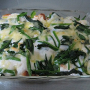 「パンとほうれん草のホワイトグラタン」【ママの味方プロジェクト】ほうれん草が大好きになるレシピ大募集！の投稿画像