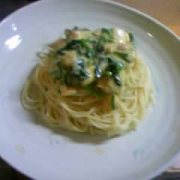 「ほうれん草たっぷりカルボナーラ」【ママの味方プロジェクト】ほうれん草が大好きになるレシピ大募集！の投稿画像