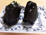 「寿司はね」を巻いた贅沢なおにぎり。