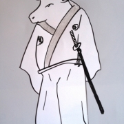 「黒牛サムライ」飛騨牛販売専門店　黒牛亭　マスコットキャラクター　イラスト募集の投稿画像