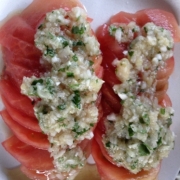 「トマトサラダ玉ねぎドレッシング」美肌お料理の写真大募集！　無添加ミスト化粧水とオリジナル京手ぬぐいが当たる！の投稿画像