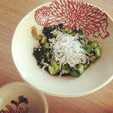 モロヘイヤとオクラ、しらす和え