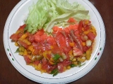 サーモンのオリーブ野菜がけ