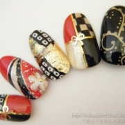 「和風ネイル３点盛り」ネイルアートコンテスト第4弾「着物に似合うアート」ラソプロカラージェルプレゼントの投稿画像