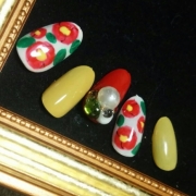 「椿姫」ネイルアートコンテスト第4弾「着物に似合うアート」ラソプロカラージェルプレゼントの投稿画像