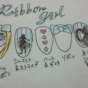 「リボンと女の子」やってみたいネイルの下書きイラスト大募集★ラソプロカラージェル5色プレゼントの投稿画像