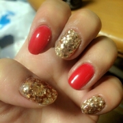 「赤✖️ゴールド」ハンドメイド好き集まれ～！ネイルパーツコンテスト★ジェルネイルキットが当たる！の投稿画像