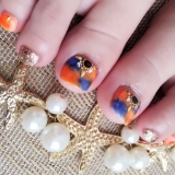 ブロッキングタイダイエスニックネイル