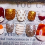 「大人可愛いべっ甲フット」フットネイルコンテスト★カラージェル40色を2名様にプレゼントの投稿画像