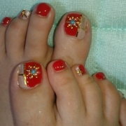 「ジェルネイル」フットネイルコンテスト★カラージェル40色を2名様にプレゼントの投稿画像