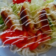 「サラダうどん餃子乗せ」【現品】トランス脂肪酸0！&ldquo;ココナッツオイル&rdquo;レシピモニター20名大募集！の投稿画像