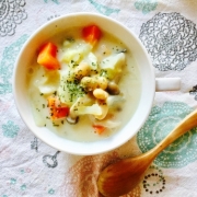 「野菜たっぷりお肉なしのあったかミルクスープです！」【美味しい寝！快眠レシピコンテスト】の投稿画像