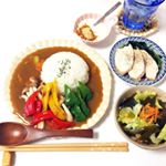 ⁑＊＊＊よるごはん＊＊＊*今夜は久しぶりにスパイスから作るカレー⑅◡̈**鶏肉を#ケフィア 、クミン、コリアンダーでマリネして1時間寝かせたので、鶏肉がやわらかスパイシーになりまし&hellip;のInstagram画像