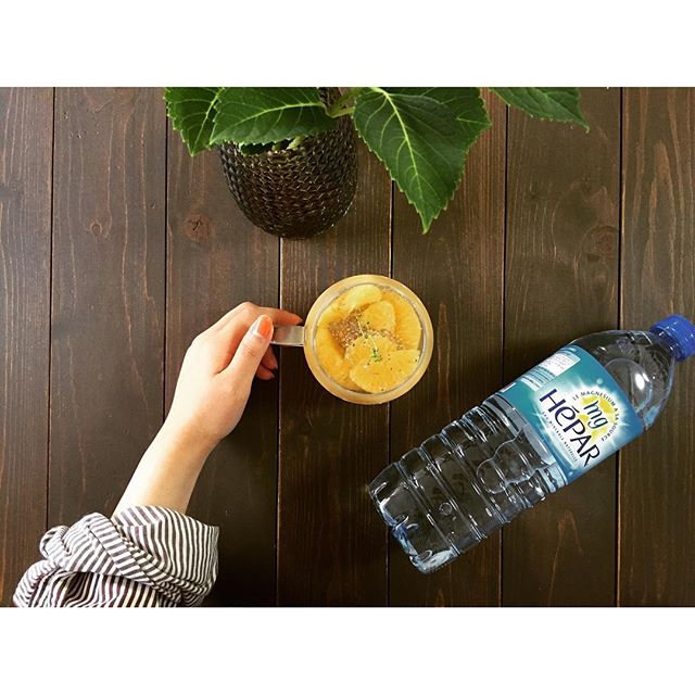 口コミ投稿：ミネラル豊富な硬水エパーに夏みかん、チアシード、ハーブを入れて一晩おいた爽やか…