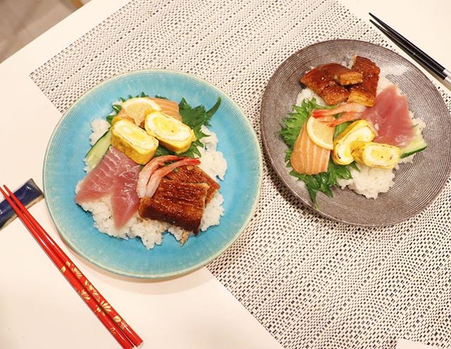 口コミ投稿：.手抜き丼お刺身、出汁巻、鰻のせただけ❤️.ひな祭り🎎ごはん。#うな次郎 #ピュアふぶ…