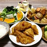 ...鮭とじゃがいものバター醤油煮南蛮唐揚げ水菜サラダきゅうりの梅和え...✴︎第1群...鮭、もも肉✴︎第2群...わかめ✴︎第3群...水菜、かぼち&hellip;のInstagram画像