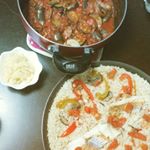 本日の夕飯パエリアにラタトゥイユあと、マッシュポテト今日は疲れて何も作りたくなかったから手抜き料理にこれらを作った😅美味しかった💓娘にはお粥とラタトゥイユ（離乳&hellip;のInstagram画像