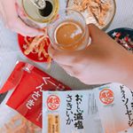 ・昼間から夫と飲み♡といっても、私は授乳中なのでちゃんとノンアルコールビール🍺（笑）・・#合食 さんの#おいしい減塩ドライソーセージ#おいしい減塩さきいか#くんさき&hellip;のInstagram画像
